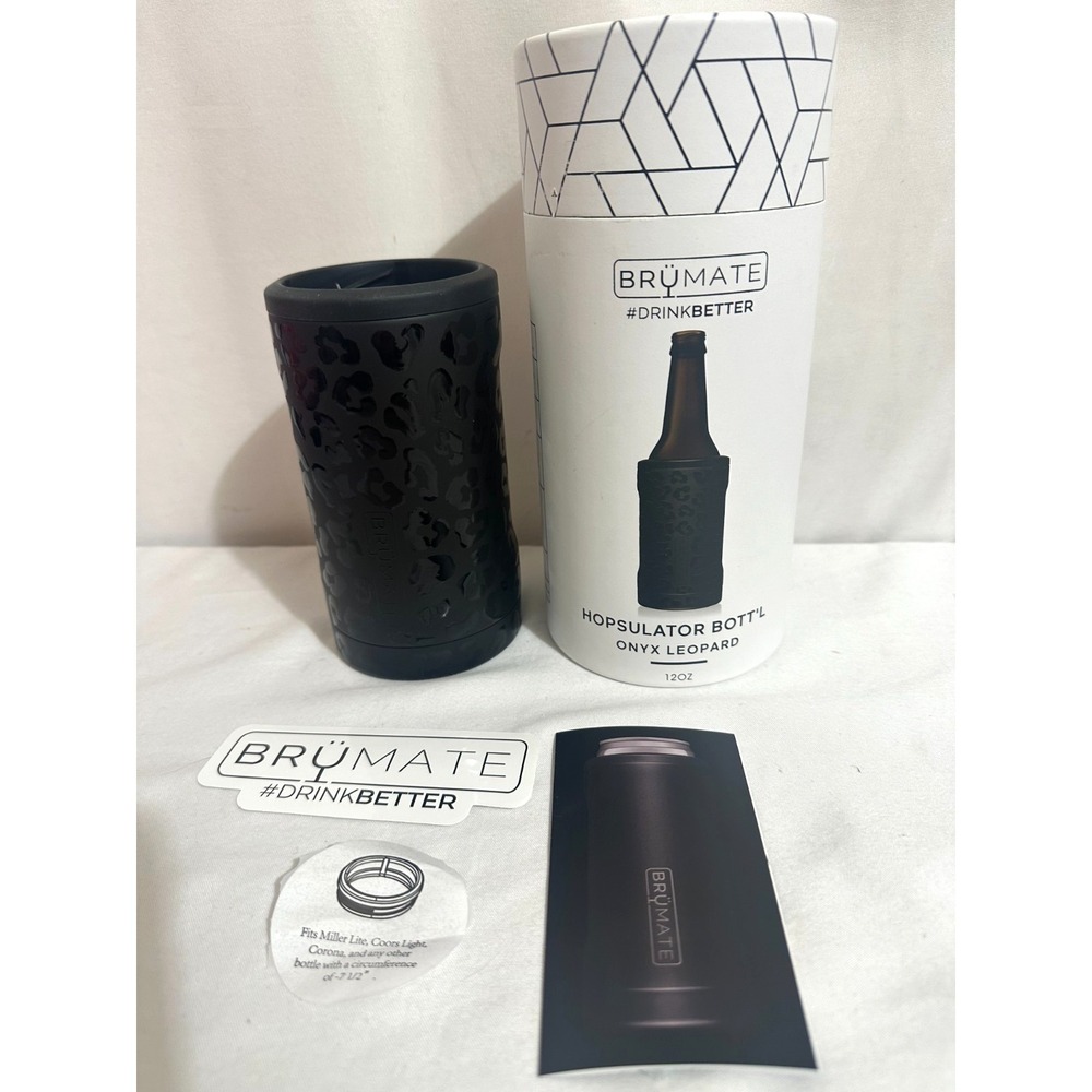 Brumate Hopsulator BOTT'L Cooler 12oz Onyx Leopard Brand New